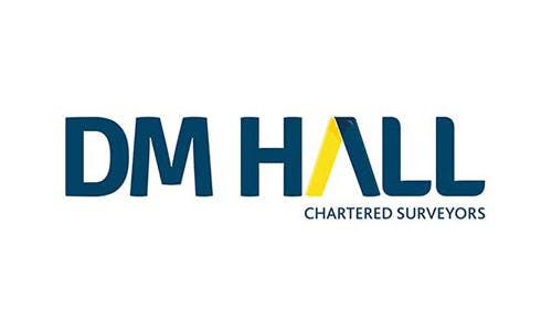 The logo for D. M. Hall, chartered surveyors